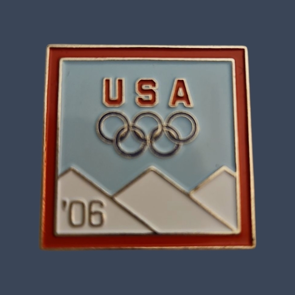 AMINCO USA Winter Olympics 2006 Lapel Hat Pin with Mountains